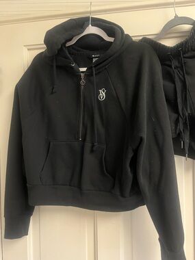 Victoria's Secret Black V On Point Half-Zip Pullover